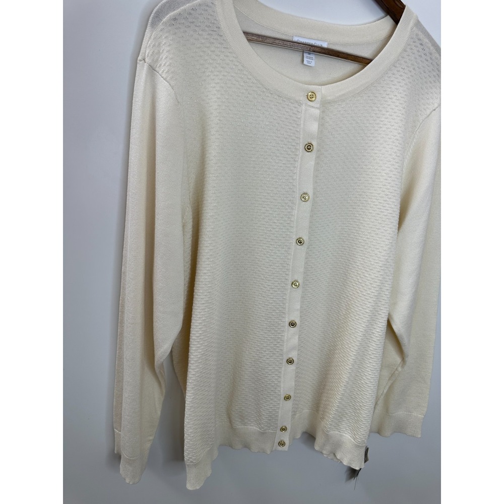 NEW Charter Club Textured Gold Button-Front Cardigan Sweater Cream Plus Size 3X - Picture 3 of 11